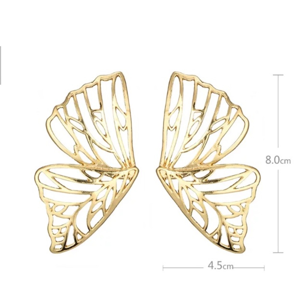 Boho Silver butterfly wing earrings - Picture 7 of 8